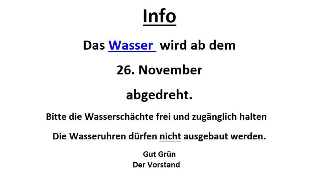 Wasser wird abgedreht KGV Am Schellenberg e.V.