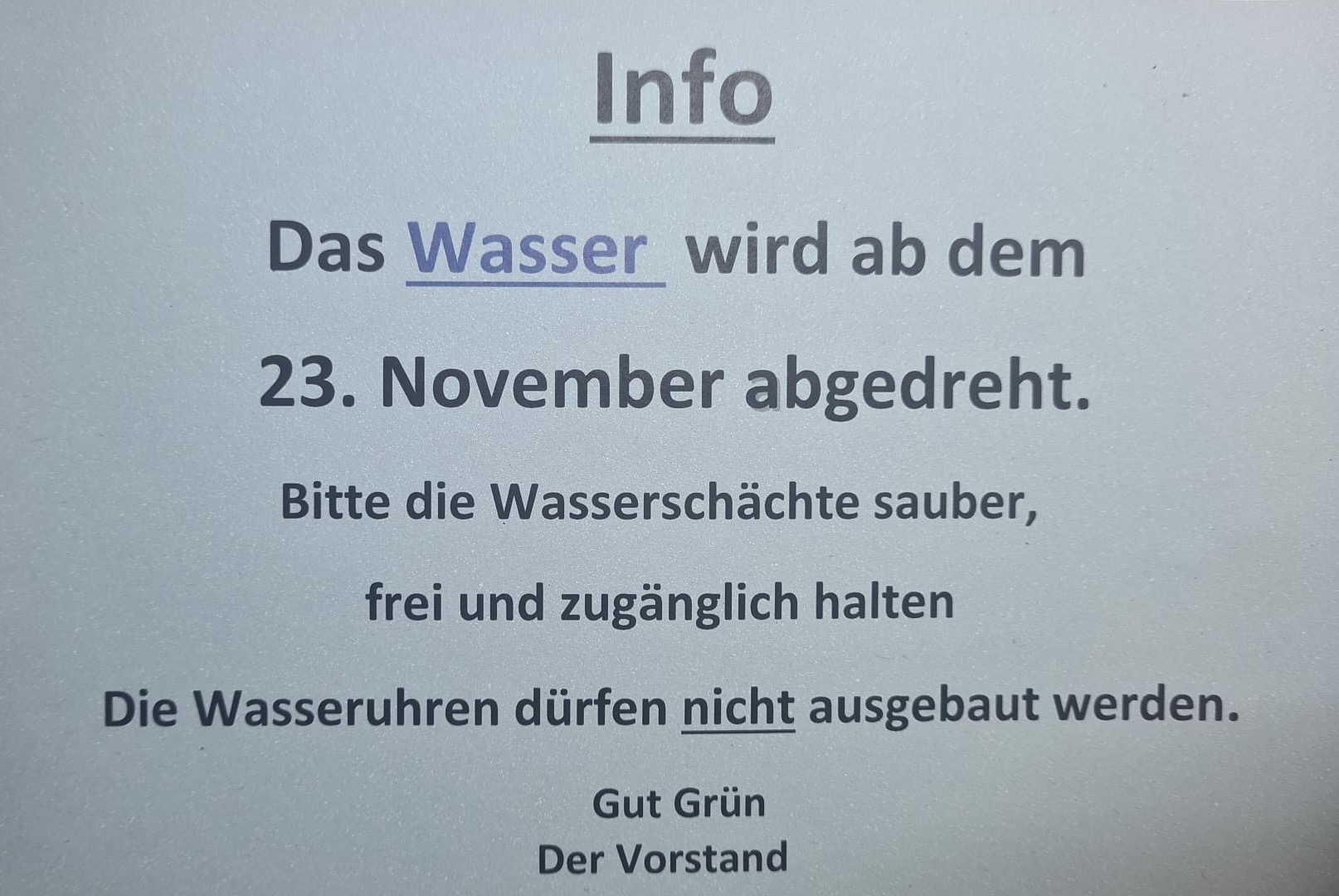 Wasser wird abgedreht